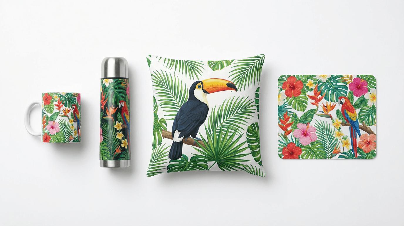 Productos de sublimación: tazas, termos, cojines, mouse pads