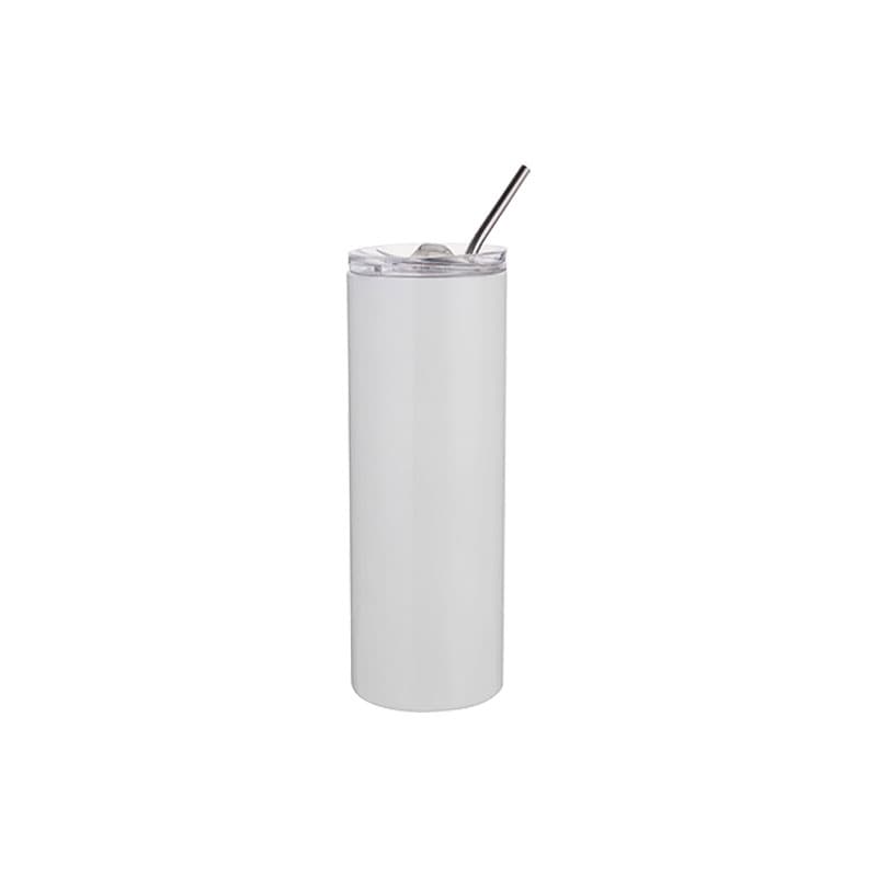 Vasos Blanco 20oz 600ml Tapa y Sorbete - Acero Inoxidable