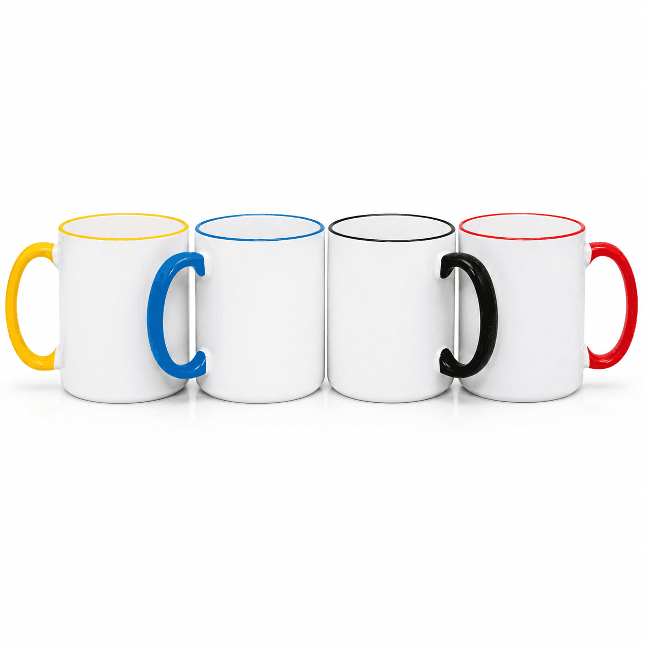 TAZAS BLANCAS CON ASA Y BORDES 15ONZ