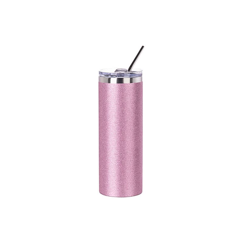 Vasos Glitter (Pink) 20oz/600ml Tapa y Sorbete - Acero Inoxidable